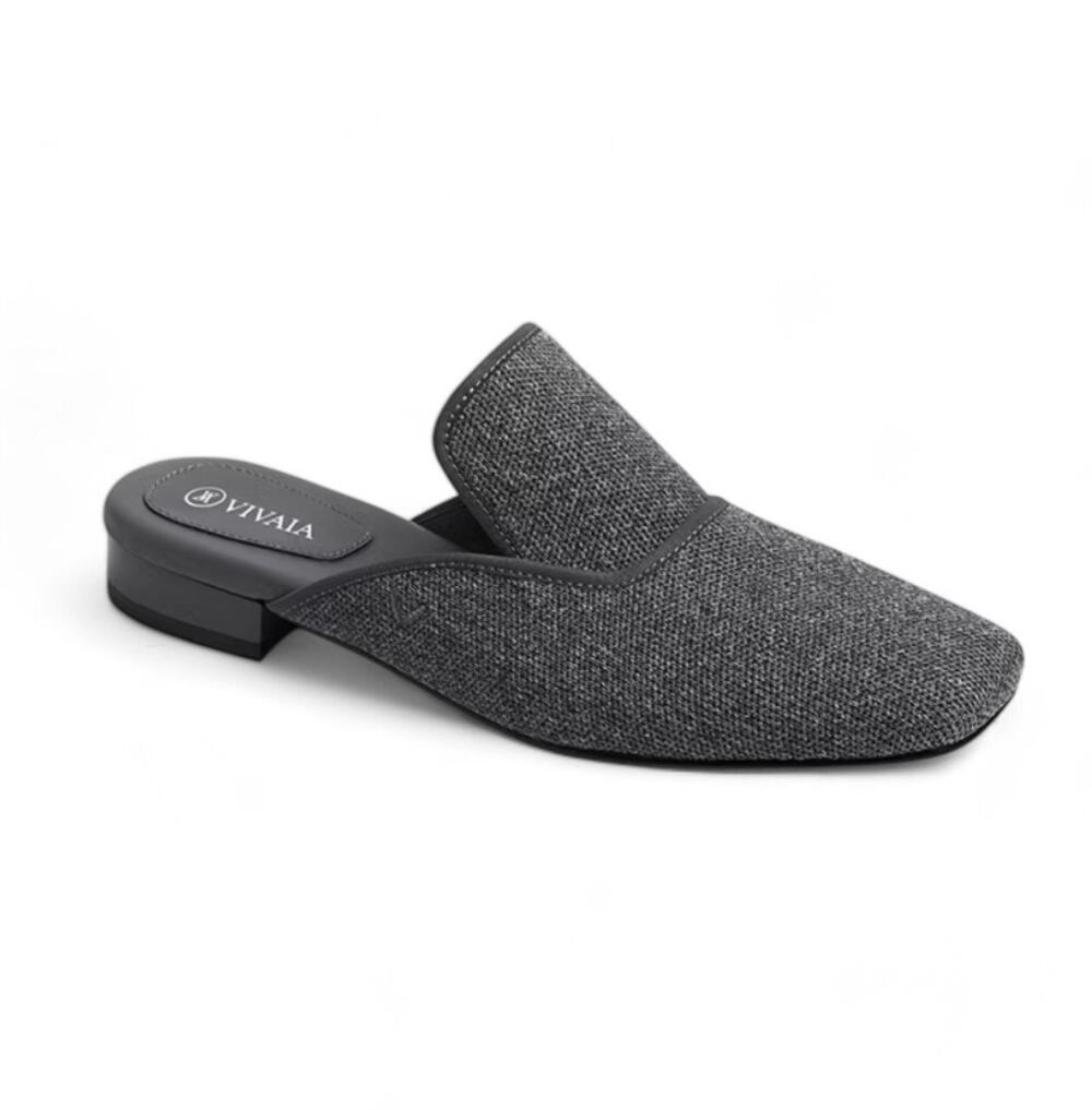 Vivaia Square-Toe Mules Slip-On Lightweight Charcoal Gray Womens Size US 8 EU 39